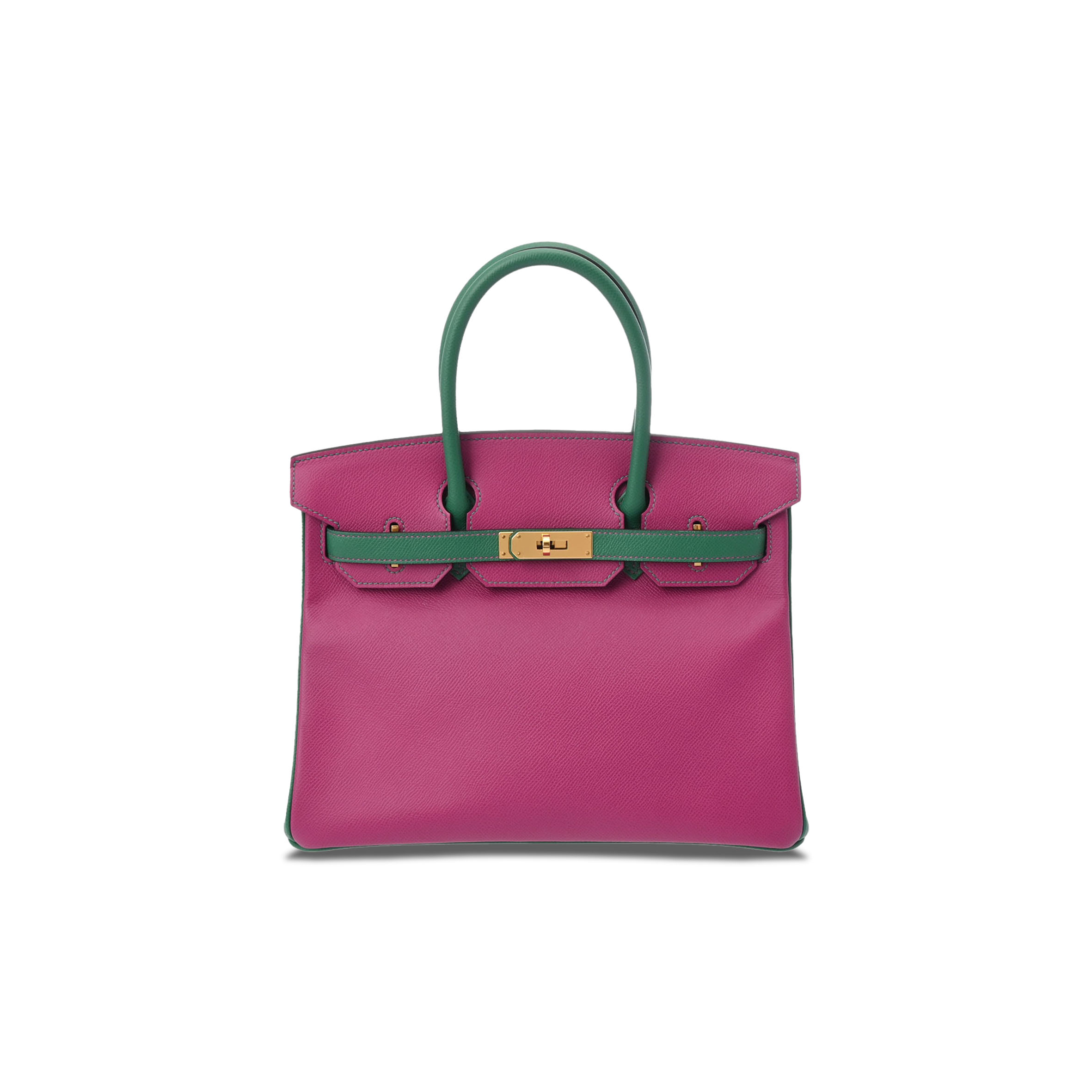 HERMÈS MASTER BIRKIN 30 EPSOM ROSE PURPLE WITH VELVET GREEN GOLD BUCKLE 618740 (30*23*15cm)